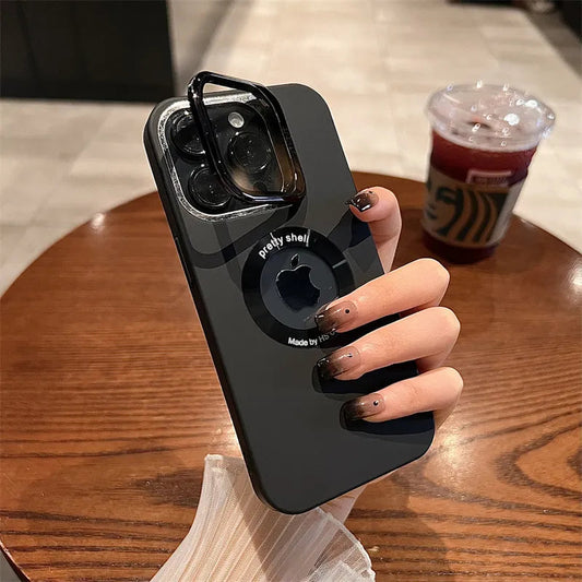 Luxury Camera Protector Stand Case With Logo Cut - iPhone